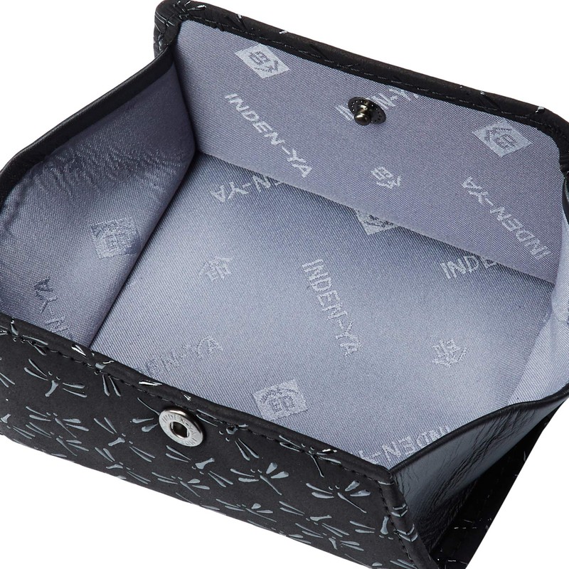 Indenya Coin Purse G, Black Deerskin x Black Lacquer Dragonfly