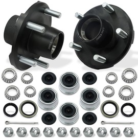 2 Sets 2000lb Trailer Hub Kit 5 Bolt 4.5" Trailer Hubs 5 Lug Fit 1" and 1-1/16" Trailer Straight Spindle Wheel Bearing Kit 5x4.5 Boat Trailer Axle Hub Kit Fit Straight Spindle