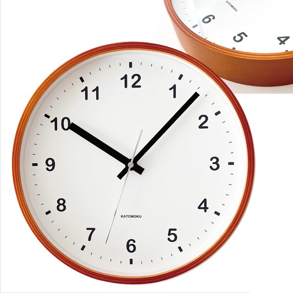 KATOMOKU plywood wall clock, light brown, sweep (continuous second hand) km-36M φ252mm (radio clock)
