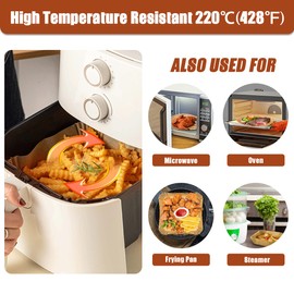 TEEUCNY Air Fryer Liners 100PCs, 7.9 Inch Air Fryer Disposable Paper Liners, Square Air Fryer Parchment Paper Liners Baking Paper, Greaseproof Sheets Liner Non Stick Water Proof Food Grade Parchment