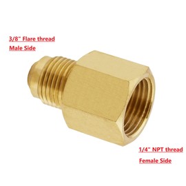 ANPTGHT Adaptador de gas de acoplamiento de tubo de latón de 3/8 pulgadas macho de 1/4 pulgadas NPT hembra reductor de tubería de gas propano adaptador de gas natural (paquete de 2)