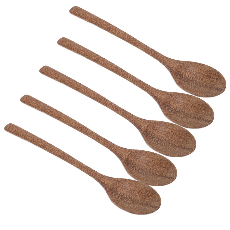 5Pcs Wooden Spoons Burr Free Sturdy Durable Light Heat Resistant