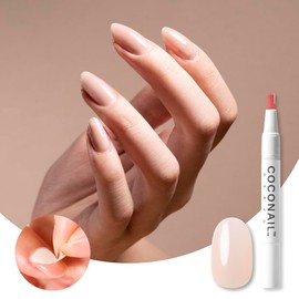 HEMA Free Removable Gel Nail Self Nail Gel Nail Seal Peel Off Color Gel Nail Tip Anti-Allergic Transparent Easy Beginner Self Kit Set Clear Base Sheer Color Top Pen Brush Stick COCONAIL BS01 Nude Skin