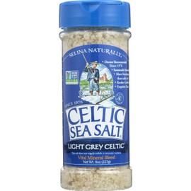 Light Grey Celtic Sea Salt Shaker – Easy to Use, Large Refillable, Reusable Glass Shaker with Additive-Free, Delicious, Gluten-Free, Non-GMO Verified, Kosher and Paleo-Friendly, 8 Ounces