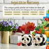 KEEPPACE 2PC Panda Bamboo Planter Pots-5.7 Inch Ceramic Animal Planters