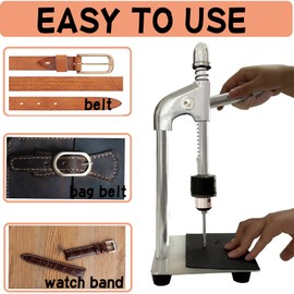 Medonala Leather Hole Puncher Leather Press Machine Hand Punching Machine Manual Press Puncher Punch Tools for DIY Craft，with Chuck,3 pcs PP Plate