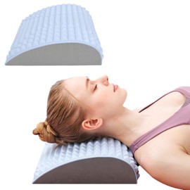 CojíN de Estiramiento de la Espalda del Cuello para Aliviar el Dolor de Espalda del Cuello, Relajante de Soporte del Cuello, Camilla de TraccióN Lumbar Azul