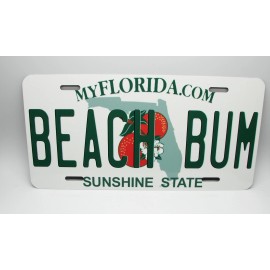 DIGIART INTERNATIONAL BEACH BUM FLORIDA STATE METAL CAR LICENSE PLATE.BEACH LIFE, LIFE IS A BEACH