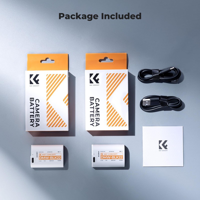 K&F CONCEPT 2520mAh DMW-BLK22 Battery, 2-Pack USB-C 2.5H Full Charged