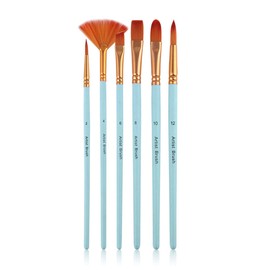LEEQBCR 6 Pieces Acrylic Brush Nylon Artist Brush Smooth Feathers Oil Brush for Watercolor Acrylic Gouache