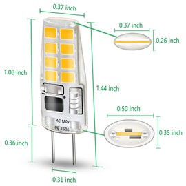 LEKE G8 LED Bulb - Warm White, 3W, Dimmable, Equivalent to 20W-25W Halogen, 3000k, AC 110v/120v/130v (6 Pack)