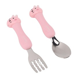 Juegos de Utensilios para Niños Pequeños de Dibujos Animados, Cubiertos de Utensilios para Niños de Acero Inoxidable PP con Caja de Almacenamiento, Juego de Cuchara y Tenedor