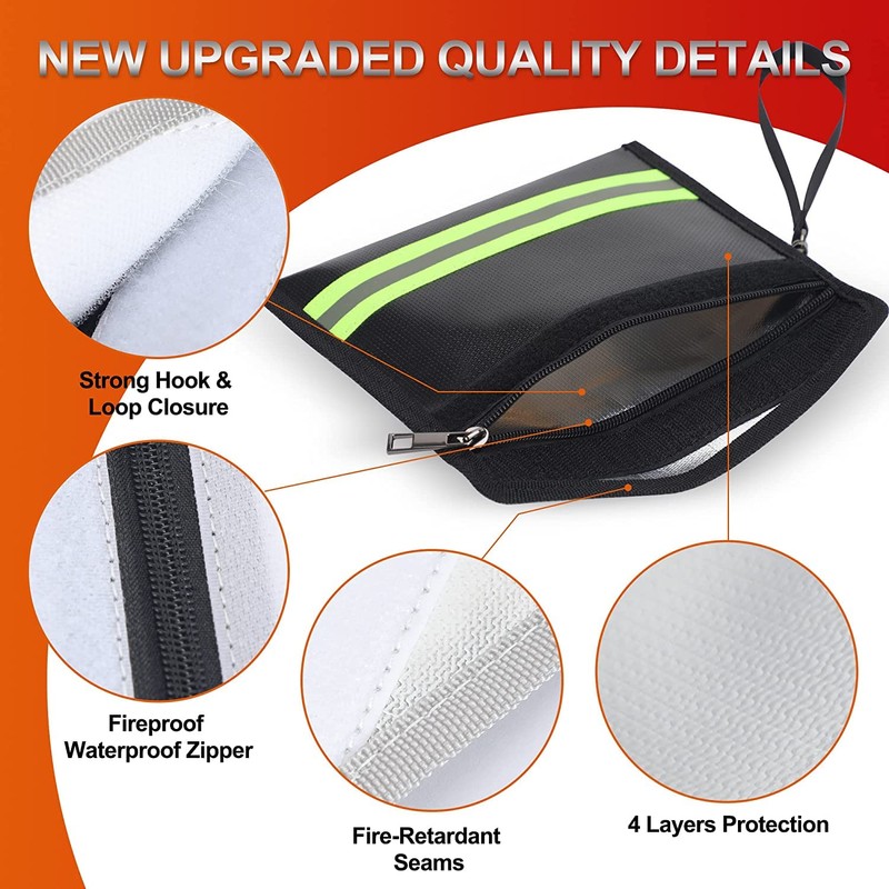 ImnBest Pack of 4 Fireproof and Waterproof Bag, Fireproof Wallet