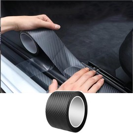 Car Side Step Guard Side Step Protector Film Protective Anti-Scratch Anti-Shock Scratch Hide Bumper Protection Anti-Shock Sticker Door Edge Protector (Black Width 7cm*Length 5m)