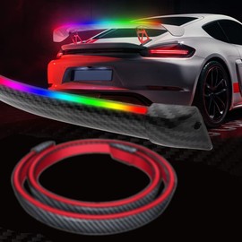 TOTMOX Carbon Fiber LED Car Brake Light Strip, Roof Trunk Tail Spoiler Wing Lip Signal Brake Light, 130cm/ 51.2inch / 4.2Ft, Flexible Car Tail Light LED Strip