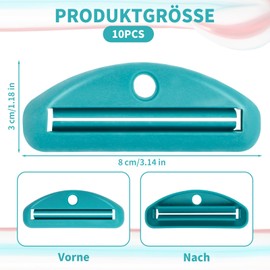 Pack of 10 tube squeezers, toothpaste tubes, squeeze dispenser, toothpaste clips, practical tube squeezer, tube squeezer for storing toothpaste, creams, cosmetics, ointments, no more waste