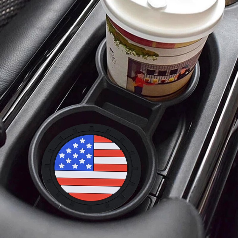 Alieemo 4PCS Car Cup Holder Coasters, 2.75 Inch American Flag