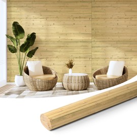 Art3d Natural Bamboo Wall Panel for Interior Wall Decor, Renewable Pole Wrap Wainscoting Paneling for Wall Ceiling Furniture Cabinet Office, 48 x 96 Inch - Natural