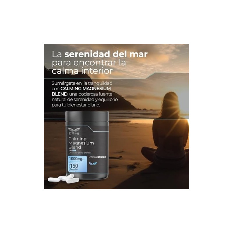 ETERNAL NUTRITION Calming Blend: Magnesio Quelado 3 en 1 (150