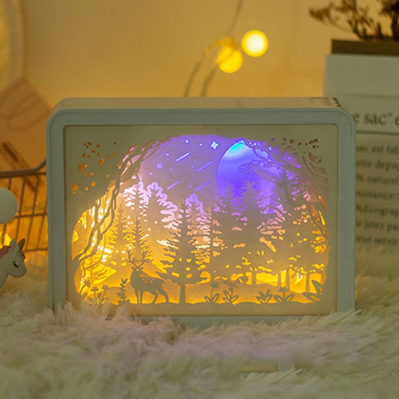 Papercut Light Box Soft Warm Light Romantic USB Battery Powered