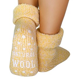 dunaro 1-2 Pairs of ABS Non-Slip Socks Wool Socks Stopper Socks Studded Socks for Men and Women, 1 Pair Yellow