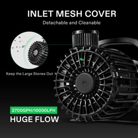 VIVOSUN 2700 GPH Submersible Water Pump, 120W Pond Pump, Ultra Quiet Aquarium Pump with 15FT. Lift Height for Pond Waterfall, Fish Tank, Statuary, or Hydroponics