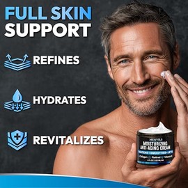 Menvils Crema Hidratante Facial Hombres Antienvejecimiento Antiarrugas Colágeno Retinol Vitamina Jojoba