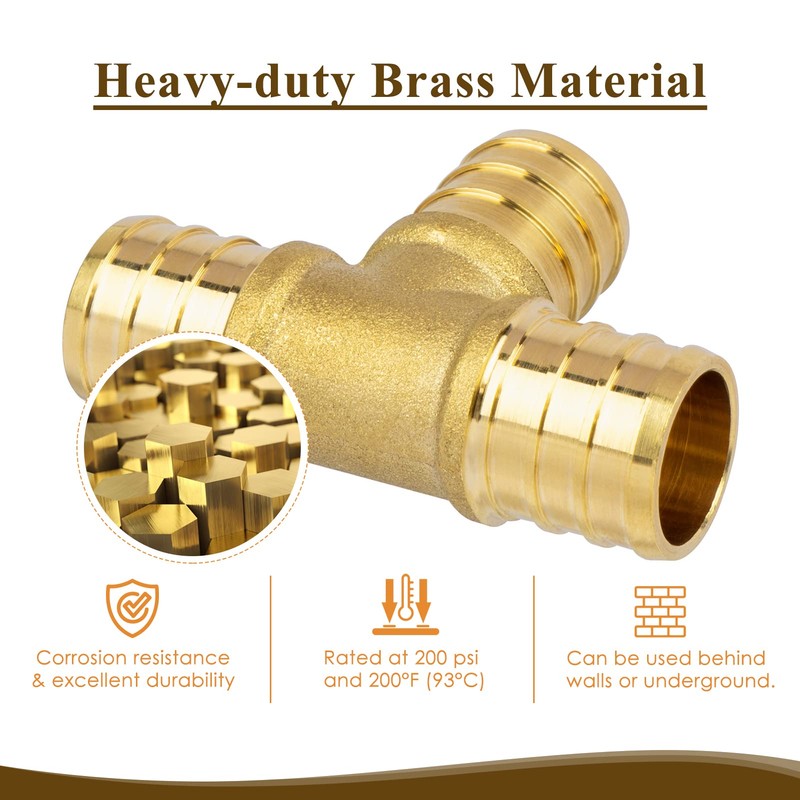 JUWO 1/2" PEX Tee, PEX Fitting for Plumbing Repairs, Sturdy