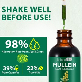 Mullein Drops for Lungs, Mullein Leaf Drops with Premium Mullein Leaf Extract, Mullein Leaf Extract Supplement, Mullein Leaf Extract for Lung Cleanse and Respiratory Support-2.02 fl oz