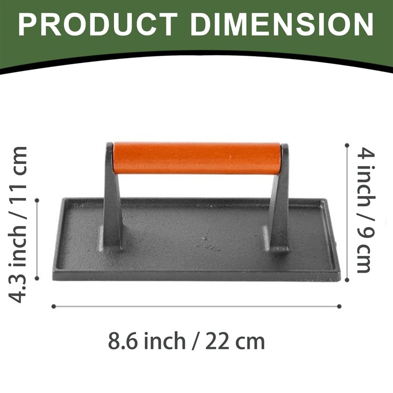 Hamburger Press Professional Heavy Duty Cast Iron Bacon Press Smasher
