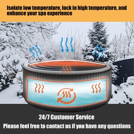 Sibosen Inflatable Hot Tub Cover with Handle, One Size Fits All Portable Hot tub Cover Upgrade Insulated Thermal Energy Saving Hot Tub Lid Protector Outdoor Windproof Rain-Proof Snow-Proof (Black)