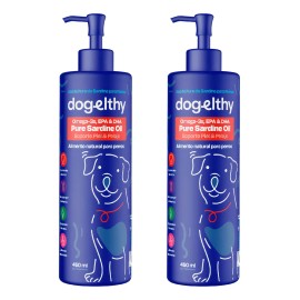 Dogelthy Aceite de Sardina Omega 3 Pack 2x450ml Perro Salud Cardiovascular