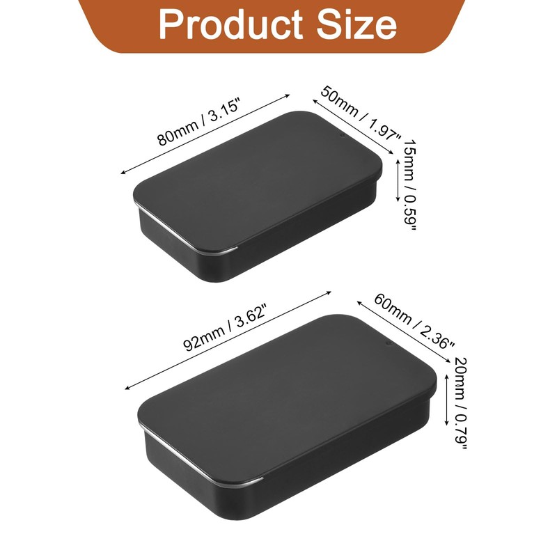 sourcing map 24 Pcs Metal Tin Box Container, Slide Top
