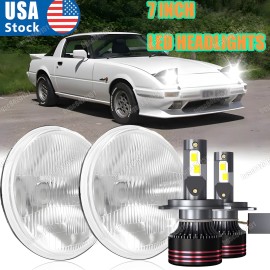 Unbranded for Mazda RX-7 1986-1991 5x7" 7X6 inch LED Headlight Hi/Lo Beam H4 Lights 6000K
