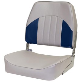 Overton's Economy Low-Back Fishing Seat – Embossed Center Panel, Injection-Molded Frame, UV-Protected Marine Vinyl, 200 lb Capacity