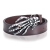 Laquest Men's Skull Hand Buckle Leather Belt Metal Buckle Punk