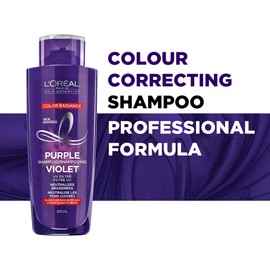 L'OREAL PARIS L’Oréal Paris Color Radiance Purple Shampoo, Shampoo For Bleached & Blonde Hair, Neutralizes Brassiness with Purple Pigments & UV Filter, 200 ml