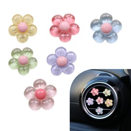 MLY 6PCS Flower Air Vent Clips, Cute Car Air Conditioner Outlet Decor, Assorted Color Funny Car Interior Decorative Accessories for Women Girls