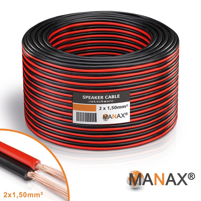 MANAX® Speaker Cable CCA 2 x 1.5 mm² Red/Black 10