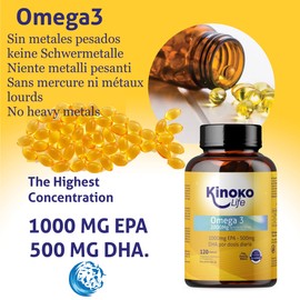 Omega 3 2000 mg | EPA 1000 mg | DHA 500 mg | 120 Capsules | Wild Fish | Free from Heavy Metals (Cadmium, Lead and Mercury) | Maximum Absorption | Pure Fish Oil | Molecularly Distilled