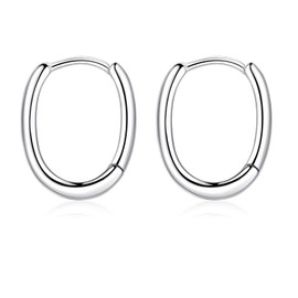 Glintara Silver Hoop Earrings for Women, 925 Sterling Silver Oval Hoop Earrings, Hypoallergenic Hoops Earrings Basic, Lightweight Small Huggie Earrings, Sleeper Cartilage Earrings for Girls Ladies