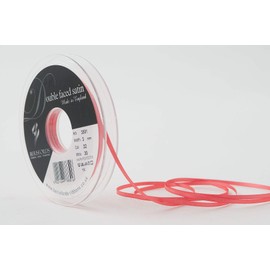 Berisfords 3 mm Polyester Yarn Satin Ribbon, Coral