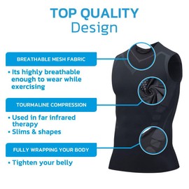 2024 New Version Ionic Slashes Shaping Sleeveless Therapy Shirt Maynox Vitaboost Gynecomastia Compression Shirt Vitaboost Maynox Mens Slimming undershirt-black-grey-b-S-2XL