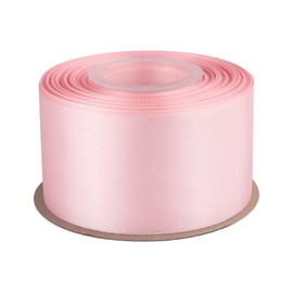 2" Inch Double Faced Satin Ribbon Lt. Pink Solid Polyester Craft Ribbon - 25 Yards Perfect for Gift Wrapping, Crafts, Wreath, Wedding Party Ceremony Decoration, Floral Arrangement, Sewing