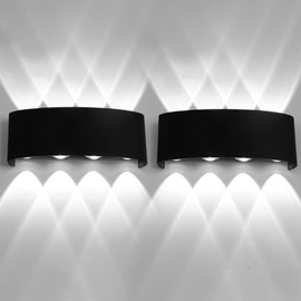 FUPE 2 Pieces Modern Indoor Wall Applique LED Outdoor Waterproof Aluminium 18 W Outdoor Lamp Applicable to Living Room, Bedroom, Corridor Stairs Cold White 6000 K