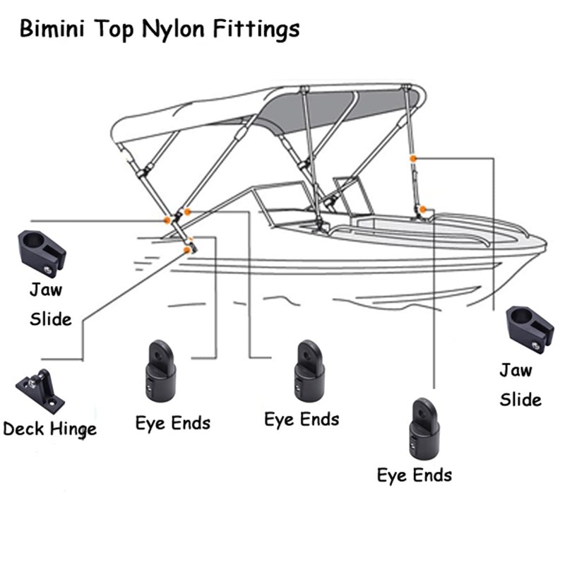 Boat Bimini parte superior 7/8 pulgadas, accesorios de nailon de