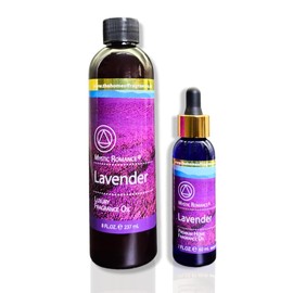 8oz and 2oz Lavender Fragrance Oil Set by Mystic Romance (Two Bottles, one with Dropper) for Ultrasonic Diffuser, Oil Burners, and Potpourri (Pack of 2, Lavender)