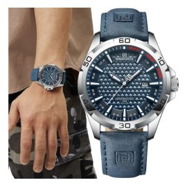 Naviforce Reloj Deportivo Impermeable  Quartz Sport Watch, Blue Dial, Silver Bezel                                                                    