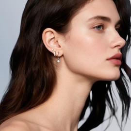 3pairs Hypoallergenic 14K Gold Hoop Earrings Stack Set,Dainty Opal Stud Earrings,Dangle Huggie Small Hoop Cartilage Earrings for Women,Trendy Fashion Jewelry Gifts