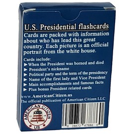 US Presidents and President related flashcards. Illustrated Pocket Box set of 54 cards.